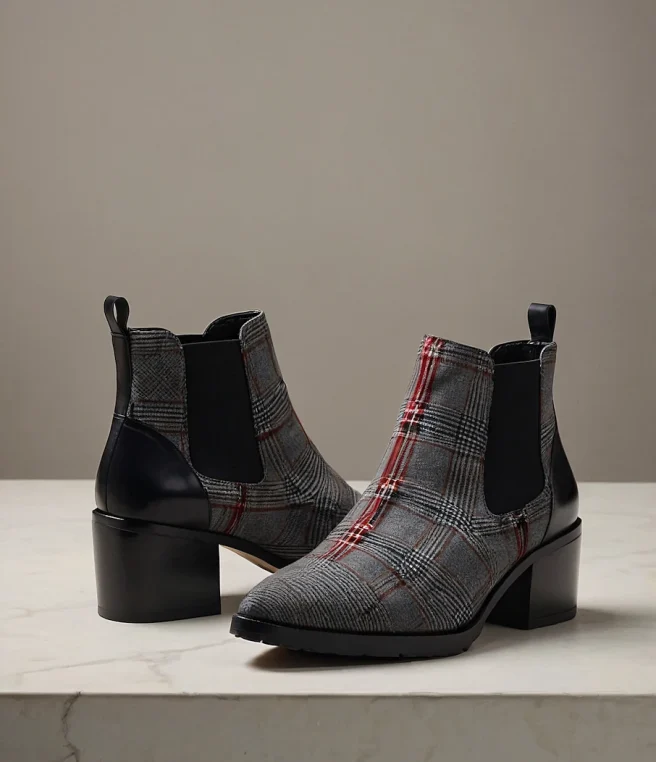 Plaid Ankle Boots