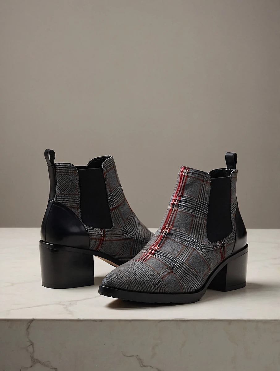 Plaid Ankle Boots
